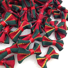 40pcs Grosgrain Ribbon Bows Christmas Decor Red W/ Green Appliques A293 2024 - buy cheap