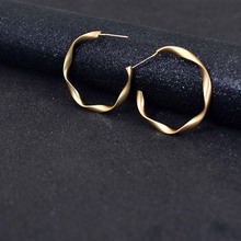 Gold Silver Color Round Circle Hoop Earrings Women Big Twisted Geometric Metal Jewelry Orecchini 2024 - buy cheap