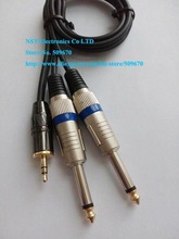 Высокое качество позолоченный 3,5 мм стерео штекер двойной 6,35 мм моно-штекер аудио кабель около 1 м/Бесплатная доставка/1 шт 2024 - купить недорого