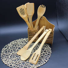 5 шт. набор бамбуковая посуда кухонные деревянные инструменты для приготовления пищи ложка лопатка для перемешивания бамбуковая лопатка & s 2024 - купить недорого