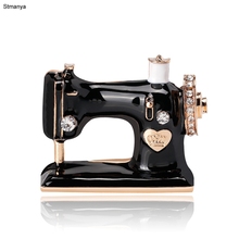 Classic Alloy Enamel Women Girls Sewing Machine Brooch Pins Black Enamel Brooches Jewelry Hijab Pin For Collar Suit Scarf Pins 2024 - buy cheap