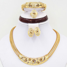 High Quality Gold Color Bridal Wedding Jewelry Set Hot Selling African Fashion Women Costume Elegant Jewelry Sets 2024 - buy cheap