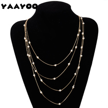 YAAYOO Simulated-Pearl Multi-layer Chain Rice Pearls Necklaces Statement Necklace Jewelry For Women NL462 2024 - buy cheap