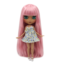 ICY DBS-Muñeca desnuda de muñeca Blyth con piel oscura, pelo largo y liso rosa, cara mate, articulación corporal, BL6022 2024 - compra barato