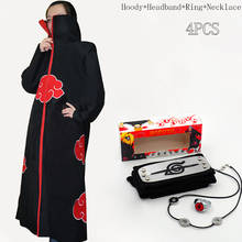 4PCS/Set Anime Naruto Akatsuki Uchiha Itachi Cloak Hoodies Headband Costume Unisex Cape Coat Cosplay Party Prop Size S-XXXL 2024 - buy cheap