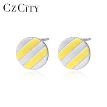 CZCITY New Brush Solid 925 Sterling Silver Stud Earrings for Women Fine Jewelry Round Silver Boucle D'Oreille Femme Gifts SE0374 2024 - buy cheap