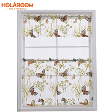 3pcs Curtain Roman Short Curtains For Kitchen Living Room Valance Window Tulle Flower Pattern Rod Pocket Process Curtain Tulle 2024 - buy cheap