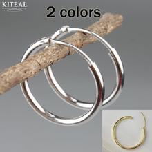 Gold/silver  color 100% 925 Sterling Silver Hoop Earrings Plated With Gold For Women Men  Round Circle Earrings Hoops Jewelry 2024 - buy cheap