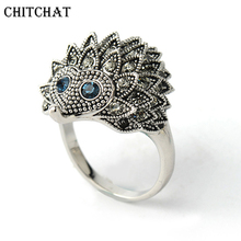 Neo Gothic Punk Ring Vintage Jewelry Black Hedgehog Female Ring With Rhinestones For Hands Finger Animal Rings 2024 - buy cheap