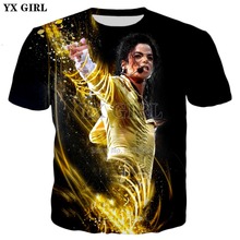 Yx camisa masculina e feminina, nova camiseta 3d de verão com estampa de michael jackson, casual e divertida, para homens e mulheres 2024 - compre barato