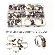 50Pcs Stainless Steel Drive Hose Clamp Tri Clamp Adjustable Fuel Line Pipe Worm Gear Clip Clamp Tube Fasterner Spring Clip Kit 2024 - buy cheap