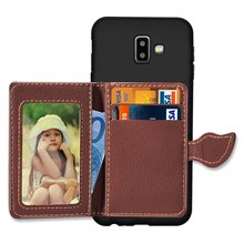 Flip Credit Pocket For Samsung Galaxy J6 Plus 2018 J6 case leaf ID Card Holder Slim stand Case for Smasung J4 Plus 2018 J4 2018 2024 - buy cheap