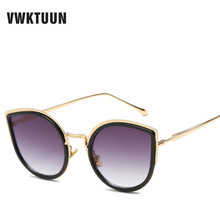 VWKTUUN-gafas de sol de gran tamaño para mujer, lentes de sol con gradiente Vintage, gafas de sol con forma de ojo de gato, UV400 2024 - compra barato