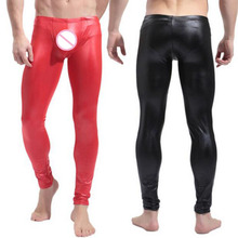 Quality Mens Black/Red Faux Patent Leather Skinny Pencil Pants Stretch Leggings Men Sexy Clubwear Bodywear Trousers 2024 - buy cheap