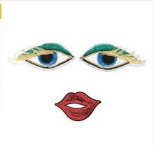 DD2sets Sequin Patch DIY Eye with lips Iron On Patches For Kids Clothes Sew-On Embroidered Patch Scrapbook Motif Beaded Applique 2024 - buy cheap