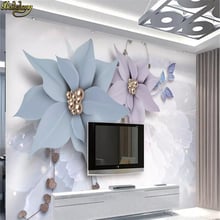 beibehang custom minimalist embossed soft jewellery flowers wallpaper living room TV background papier peint mural 3d wall paper 2024 - buy cheap