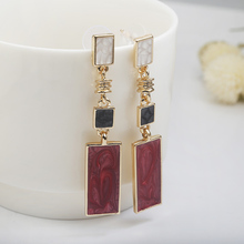 Fashion Square Design Drop Earrings Red White Black Color Long Geometric Earrings Fashion Wedding Birthday Brincos 2024 - buy cheap