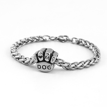 Simsimi pulseira de pata de cachorro, pulseira masculina de aço inoxidável i love my dog braceletes de corrente de trança pulseira para homens joias presentes de boa qualidade 2024 - compre barato