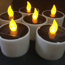 6Pcs Solar Powered LED Electronic candle Flickering Flameless lamp Tea Light Wedding Xmas Party table centerpiece decor-Yellow 2024 - buy cheap