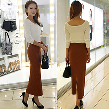 Autumn and winter long section split fork knit skirt  hip skirt slim long skirt female high waist  step skirt 2024 - buy cheap