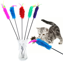 Sale 1PCS Colorful Catcher Jumping Teaser Wand Cat Interactive Toy  Soft Plush Feather Fun Pet Toy Pet Supplies Random Color 2024 - buy cheap