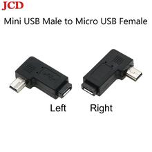 Jcd esquerda & direita angular mini usb macho para micro usb adaptador fêmea carregador conversor micro usb mini changer adaptador conversor 2024 - compre barato