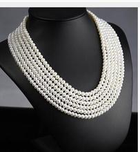 Женский подарок, ювелирное изделие, красивое ожерелье из жемчуга AAA + 5-6 мм, жемчужное ожерелье с высоким блеском, 6 рядов, жемчужное ожерелье 2024 - купить недорого