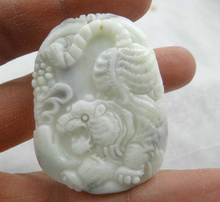 51*38Wholesale natural Chinese Liantian stone hand-carved statue of tiger amulet pendant necklace Jewelry Making 2024 - buy cheap