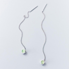 Женские серьги-подвески MloveAcc, из стерлингового серебра 925 пробы, с зеленым кристаллом, длинная цепочка, ювелирное изделие в подарок 2024 - купить недорого