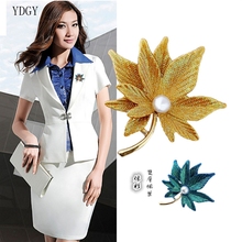 YDGY Fashion Brooch Glamorous Double Layer Maple Leaf Pearl Garment Pin Female High-end Suit Jacket Accessories 2024 - buy cheap