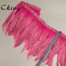 20-25cm Pink Color Chicken Rooster Tail Feather Trim Strip For Dress Skirt Wedding Clothing Decoration DIY Craft Making 2M/lot 2024 - buy cheap