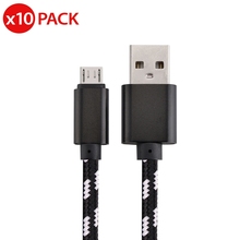 10x Micro USB кабель для быстрой зарядки и синхронизации данных, нейлоновый плетеный шнур для Samsung LG HTC USB 2024 - купить недорого