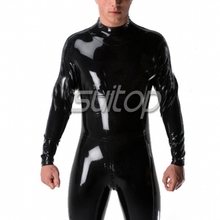 Suitop shoulder zipper fashion latex catsuit with crotch zip for men(no feets) 2024 - buy cheap