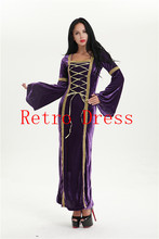 Disfraz medieval de renacimiento púrpura para mujer, vestido de terciopelo, trajes de halloween, envío gratis, c5235 2024 - compra barato