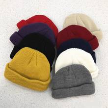 Вязаная шапка, одноцветная Осенняя зимняя шапка, Мужская короткая шапка, уличная теплая шапка с дыней, уличная шапка для женщин 2024 - купить недорого