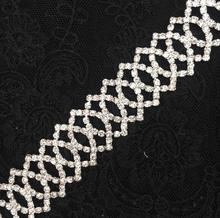 Free Shipping 1 Yard Rhinestone Crystal Trim Chain Beautiful Glass 2.5cm Rhinestone Trimmings Chain for Garment Accessories 2024 - buy cheap