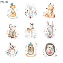 Prajna Deer Owls Heat Transfers Cartoon Rabbit Flower Clothes Thermal Sticker Iron On Patches For Clothing DIY On Kids T-shirt 2024 - buy cheap