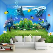 Beibehang Custom Wallpaper murals HD Underwater World 3D Stereo Dolphin Bedroom Wall TV Wall Background Wallpaper for walls 3 d 2024 - buy cheap