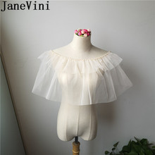 JaneVini Sheer Tulle nupcial capas blanco champán perlas mujeres verano Boleros Bolero boda fiesta chal para veladas Wraps Bruids Jas 2024 - compra barato