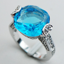 Blue Crystal Zircon Small White Crystal Zircon 925 Sterling Silver  Ring Size 6 7 8 9 10 11 F1077 2024 - buy cheap