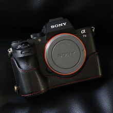 Estojo de couro genuíno para câmera, bolsa metade do corpo para sony familiar a7 mark ii a7r ii 2024 - compre barato