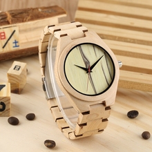 Reloj de pulsera de madera de bambú para hombre, pulsera de mano ultraligera, de color sólido, para regalo 2024 - compra barato