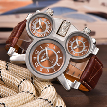 Oulm часы лучший бренд класса люкс, модные коричневые кварцевые часы, уникальные 3 маленьких циферблата, кожаный ремешок, мужские наручные часы, Relogio Masculino 2024 - купить недорого