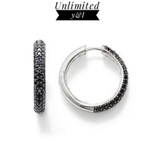 Hinged Creole Hoop Earrings for Women Men Black Cubic Zirconia Round Circle Earrings 925 Sterling Silver Fashion  Jewelry Gifts 2024 - buy cheap