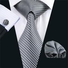 FA-982 Barry.wang Mens Ties Black Novelty 100% Silk Jacquard Tie Hanky Cufflinks Set Men's Business Gift Ties for Men Neck Tie 2024 - buy cheap