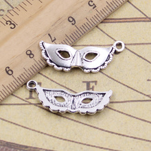 25pcs Charms Party Mask Masquerade Mardi Gras 31x12mm Tibetan Bronze Silver Color Pendants Making Findings Antique DIY Jewelry 2024 - buy cheap
