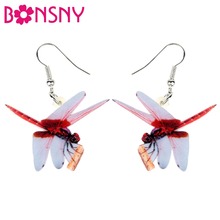 Pendientes bonsny de acrílico de Anime volando libélula gota colgante grande largo nuevo insecto de moda joyería para mujeres niñas adolescentes regalo de abalorios 2024 - compra barato