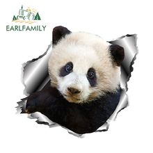 EARLFAMILY 13 см x 11,9 см 3D автомобильный стикер панда рваная Металлическая Автомобильная наклейка на бампер, окно, светоотражающие наклейки, наклейки для автомобиля с животными 2024 - купить недорого