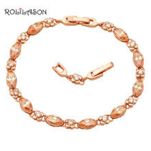 ROLILASON Elegant design crystal white and champagne zircon Golden Bracelets Health Fashion jewelry gift for women TB521 2024 - buy cheap