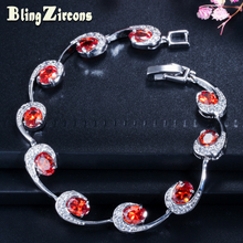 Beawee-pulsera de tenis de circonia cúbica Ovalada para mujer, brazalete hecho a mano, color naranja y rojo, joyería india, B093, 2019 2024 - compra barato